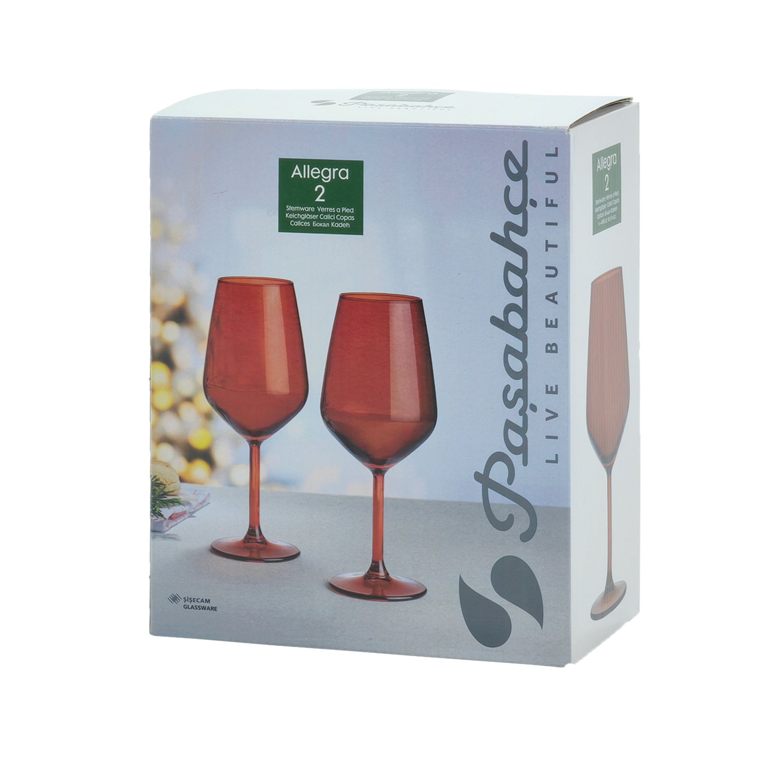 PASABAHCE - Set 2 Calici in vetro Rosso Allegra 49 cl